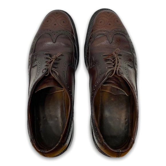 Vintage 70s Mens Towncraft Brown Leather Longwing Oxfords Size 10 D V-Cleat - Picture 9 of 13